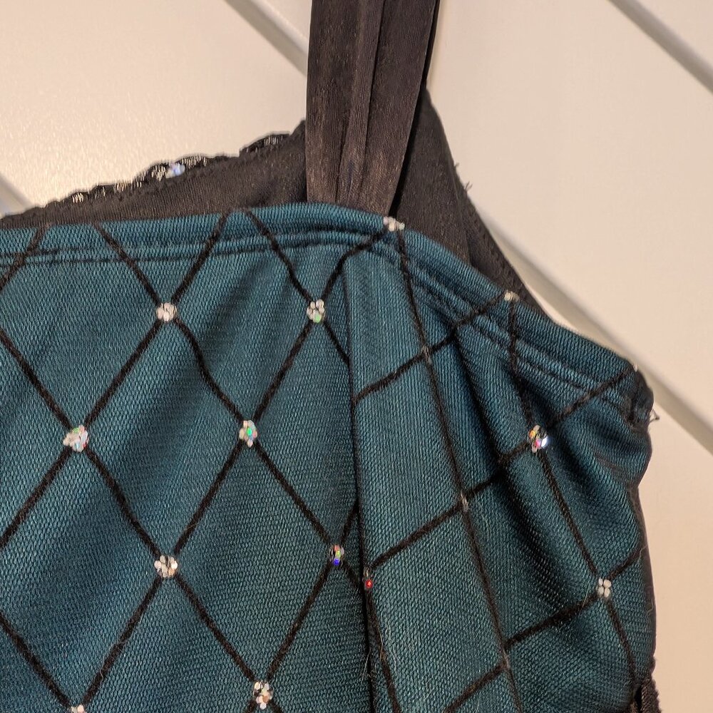 Iz Byer California Vintage Juniors Teal & Black with Silver Sequin A-Line Dress - Picture 3 of 11